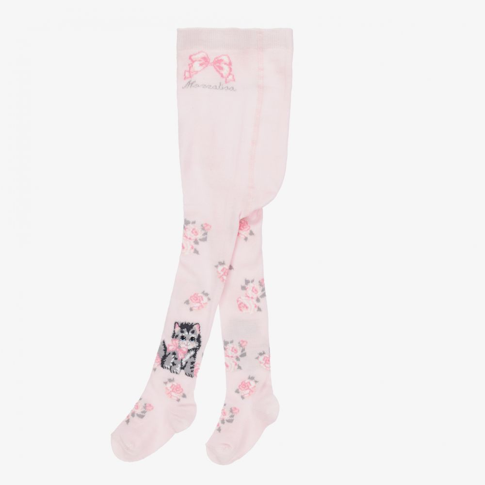 Monnalisa-Розовые хлопковые колготки для девочек | Childrensalon Outlet