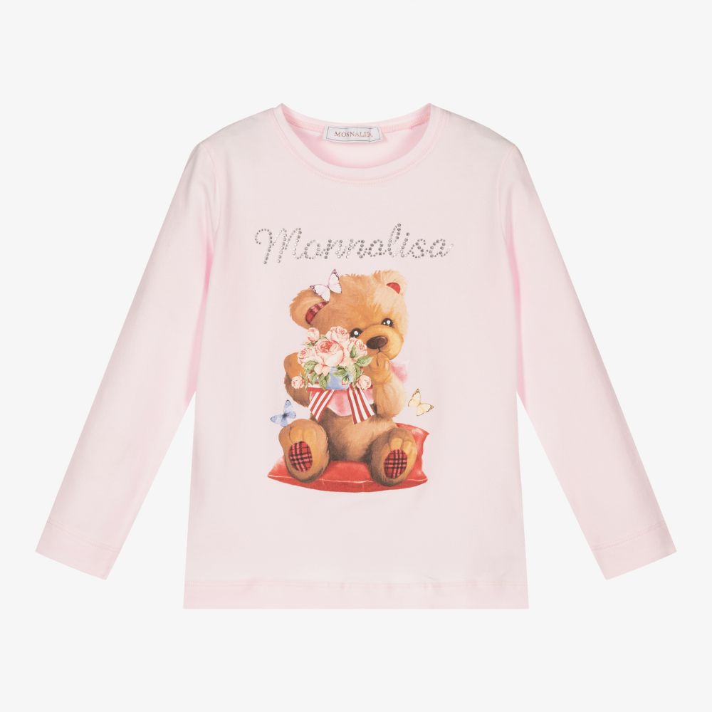 Monnalisa-Girls Pink Cotton Top | Childrensalon Outlet