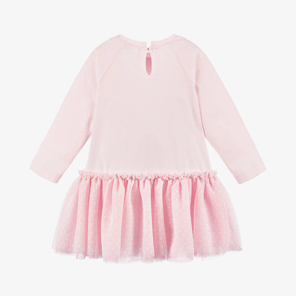 Monnalisa-فستان تول وردي للبنات مزين بقلوب | Childrensalon Outlet