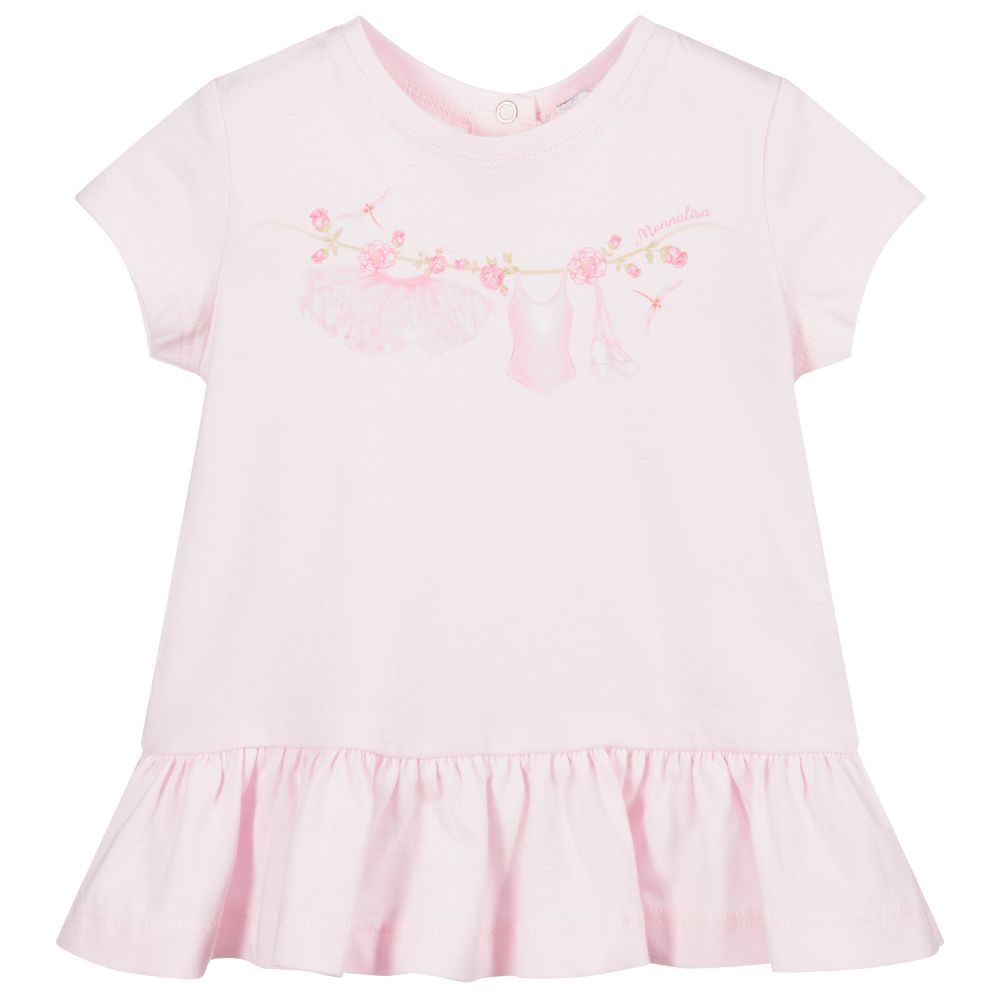 Monnalisa Бебе-Белая туника из хлопка для девочек | Childrensalon Outlet