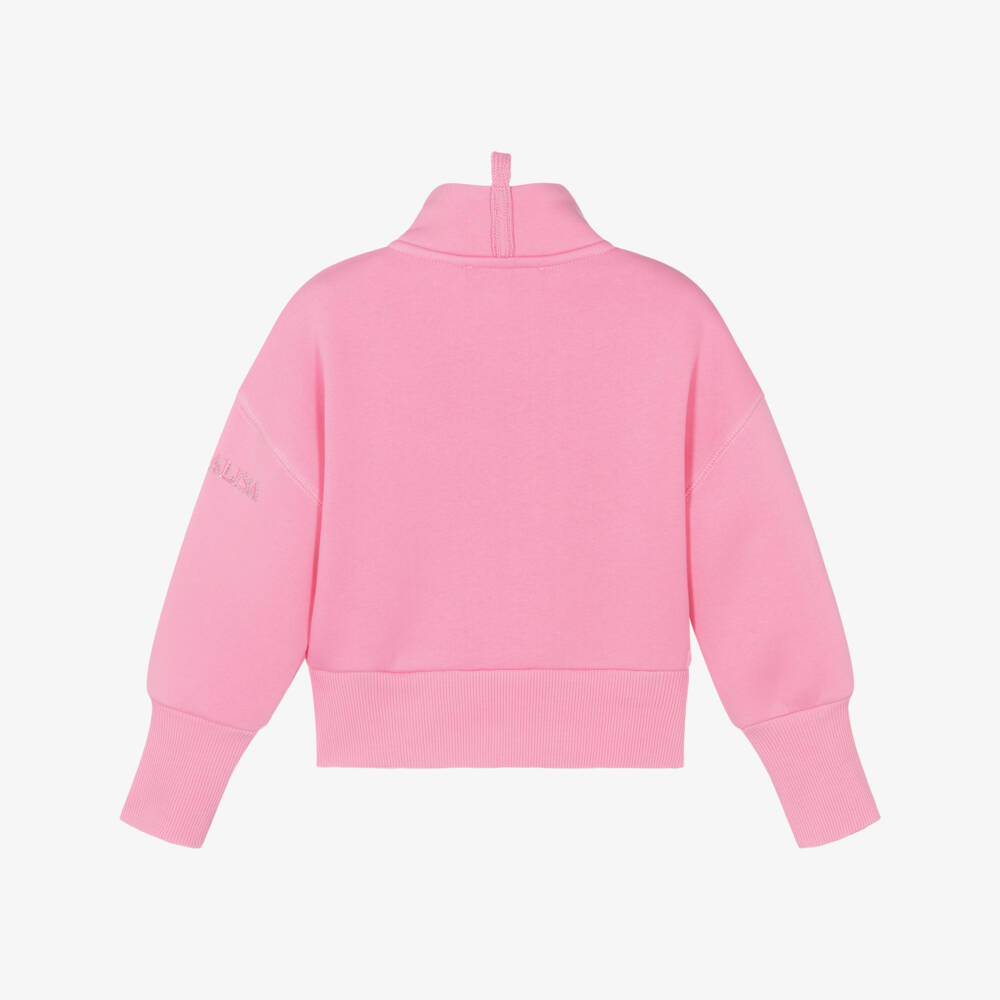 Monnalisa-Розовая хлопковая куртка на молнии для девочек | Childrensalon Outlet