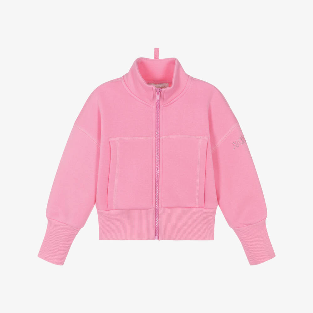 Monnalisa-Розовая хлопковая куртка на молнии для девочек | Childrensalon Outlet