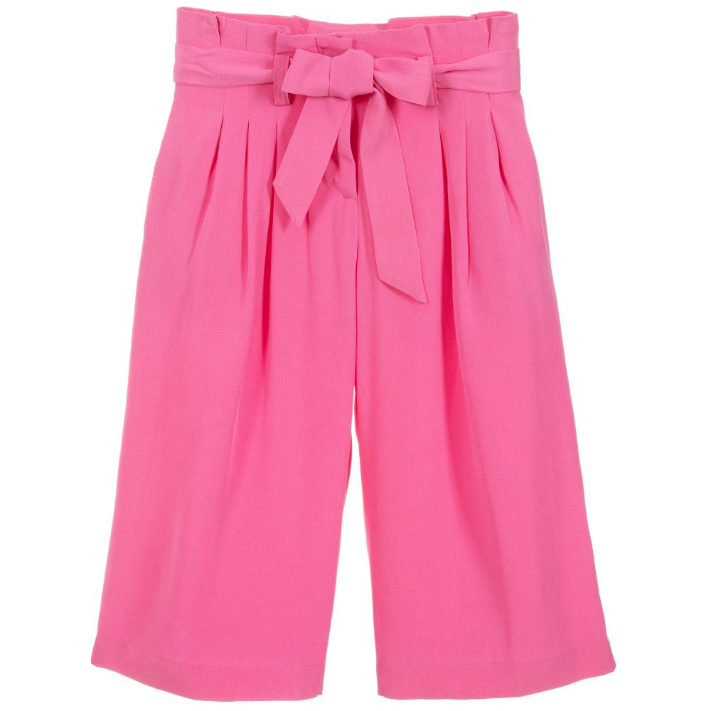 Monnalisa Chic - Girls Pink Crêpe Trousers  | Childrensalon