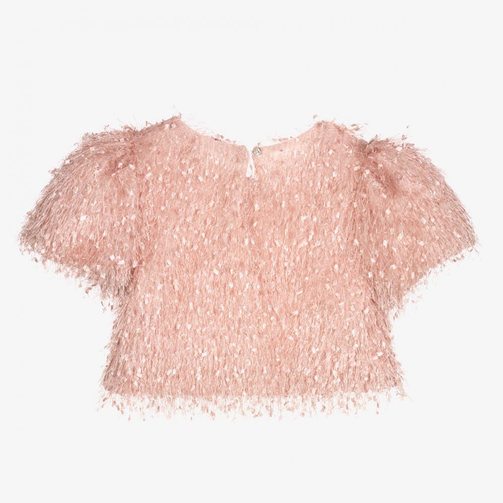 Monnalisa Chic-Girls Pink Cropped Blouse | Childrensalon Outlet
