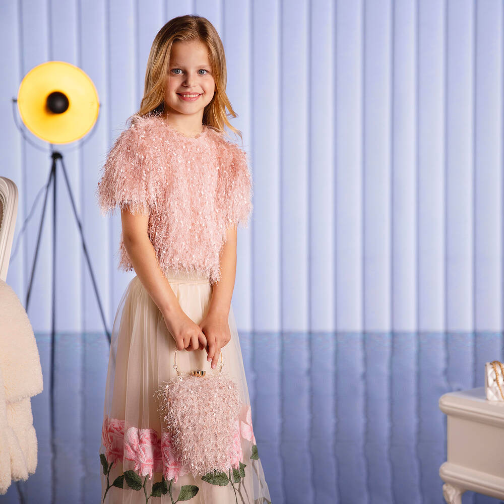 Monnalisa Chic-Girls Pink Cropped Blouse | Childrensalon Outlet