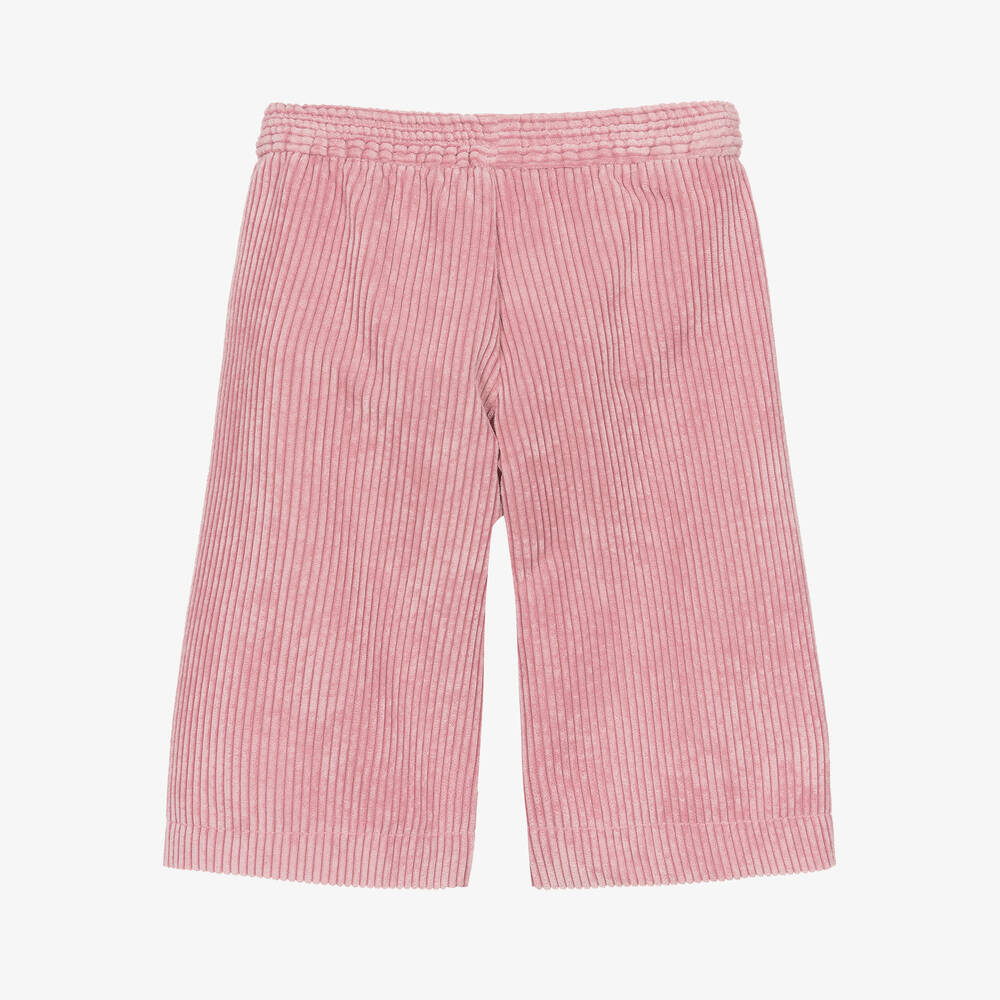 Monnalisa-Girls Pink Cropped Corduroy Trousers | Childrensalon Outlet