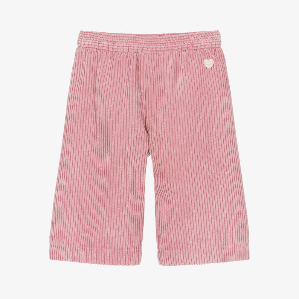 Monnalisa - Girls Pink Cropped Corduroy Trousers | Childrensalon
