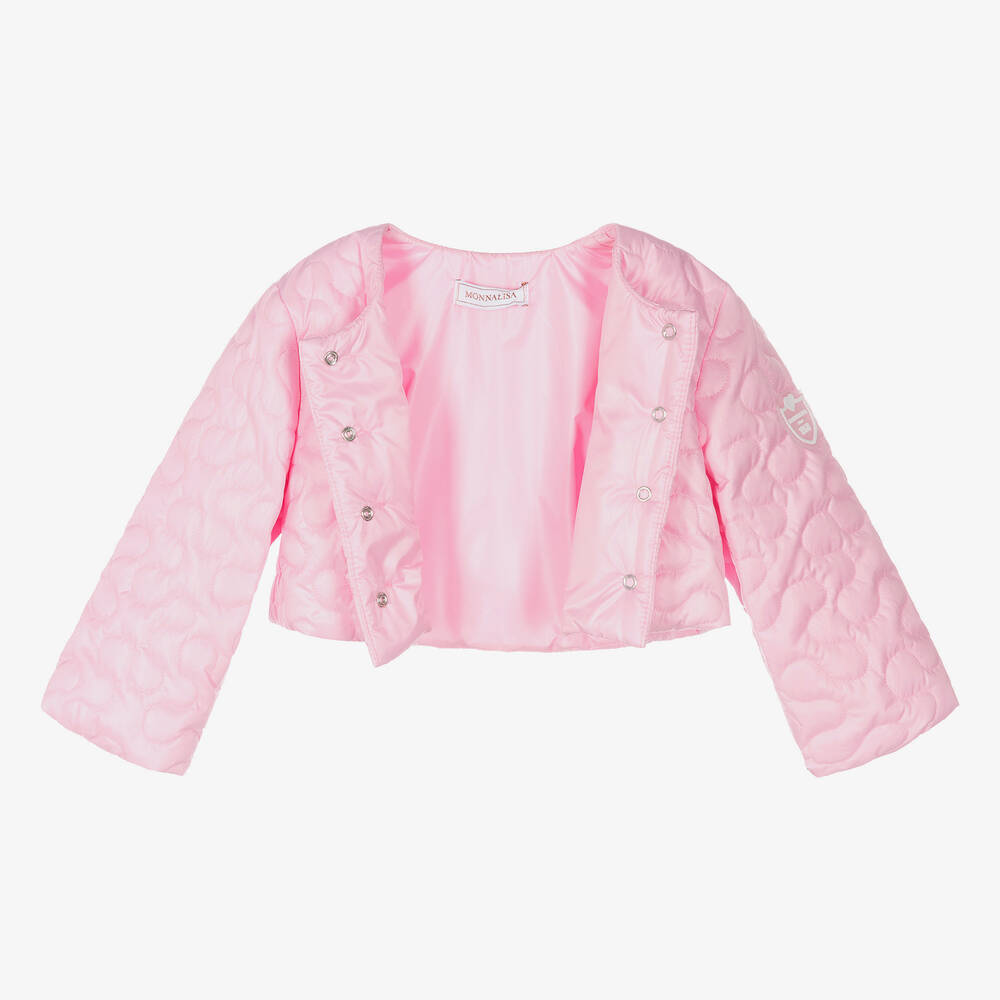 Monnalisa-جاكيت كروب مبطن لون زهري فاتح للبنات | Childrensalon Outlet