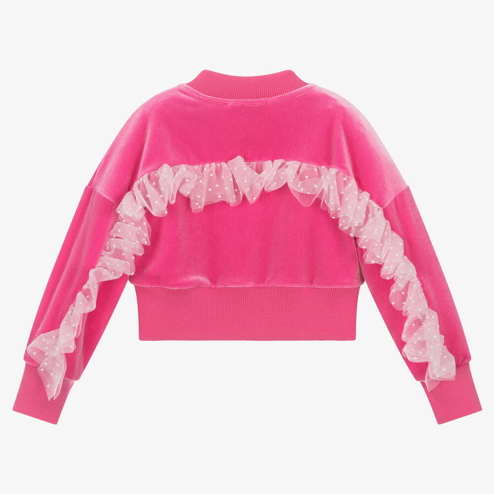 Monnalisa Шик-Розовый велюровый кроп-топ на молнии | Childrensalon Outlet