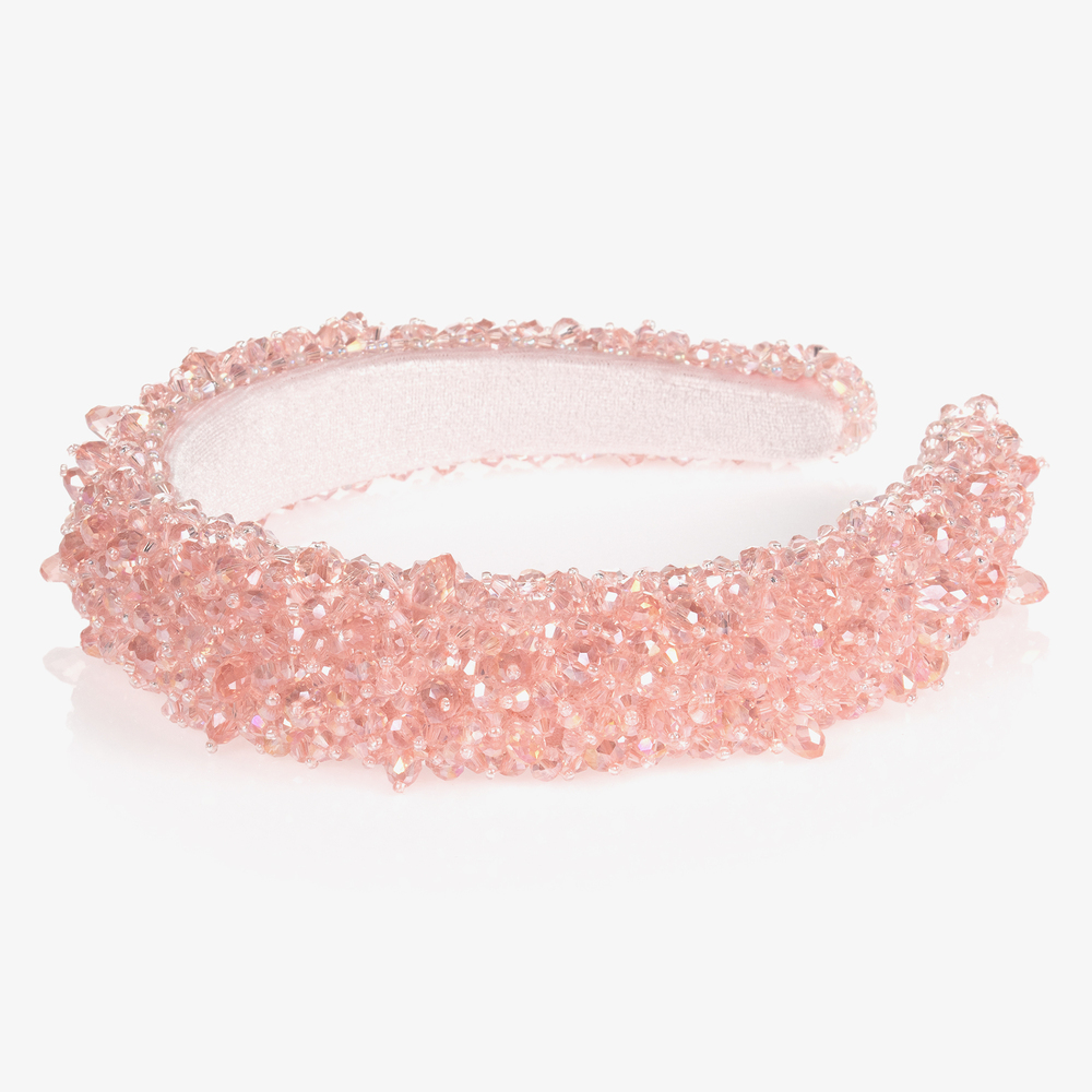 موناليزا-طوق للشعر لون زهري مزين بكريستال للبنات | Childrensalon Outlet