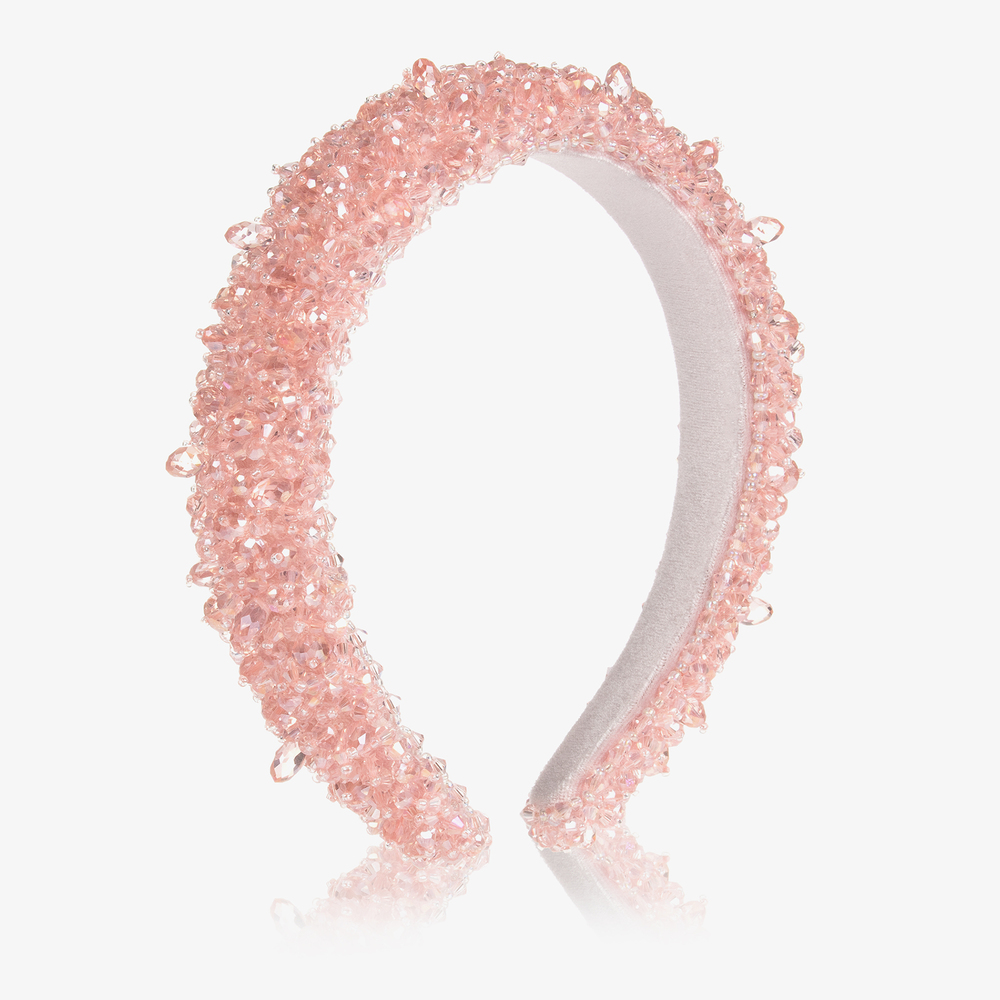 Monnalisa - Girls Pink Crystal Hairband | Childrensalon