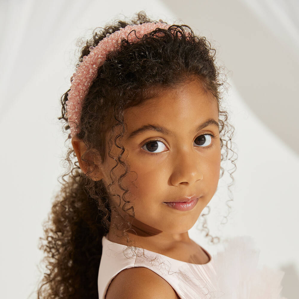 موناليزا-طوق للشعر لون زهري مزين بكريستال للبنات | Childrensalon Outlet