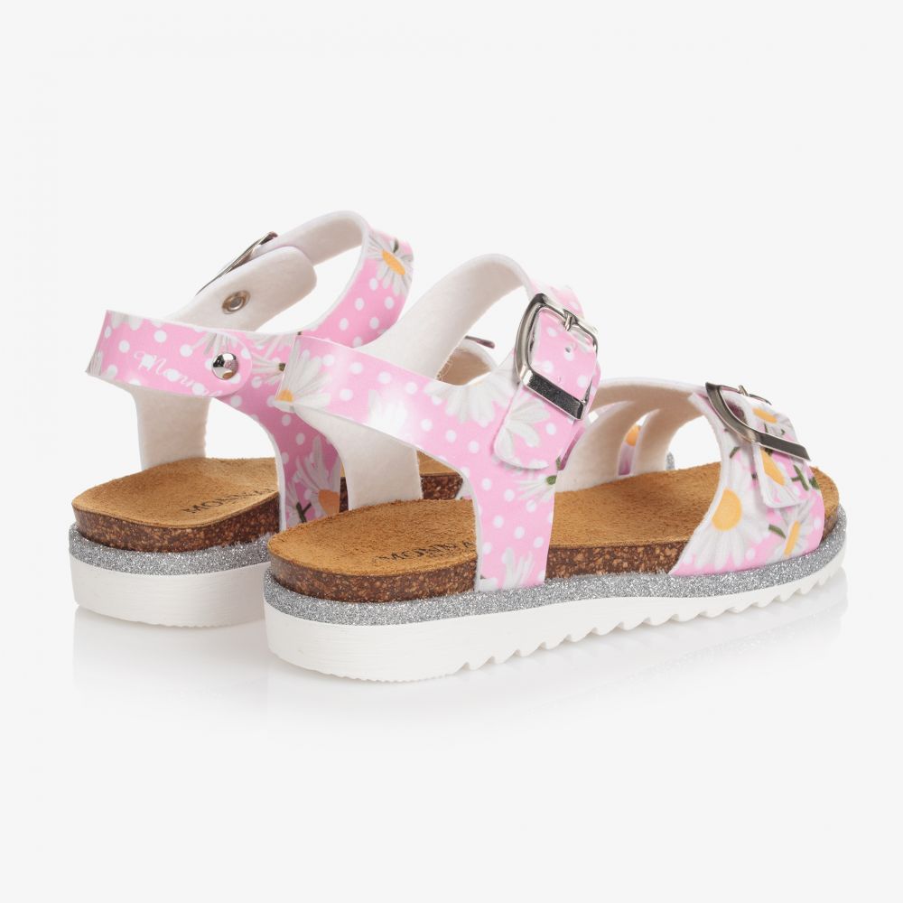 Monnalisa Girls Pink Daisy Spot Sandals