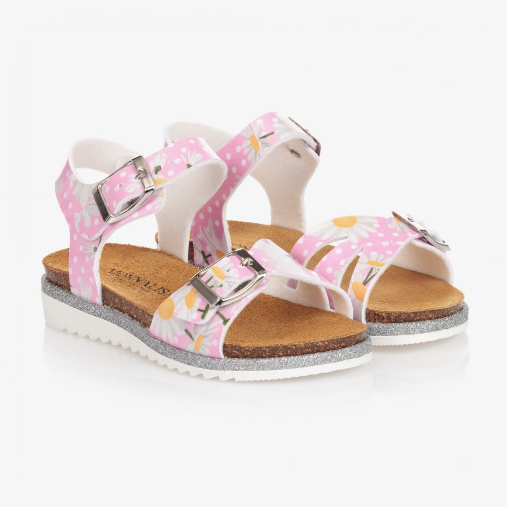 Monnalisa - Girls Pink Daisy Spot Sandals | Childrensalon