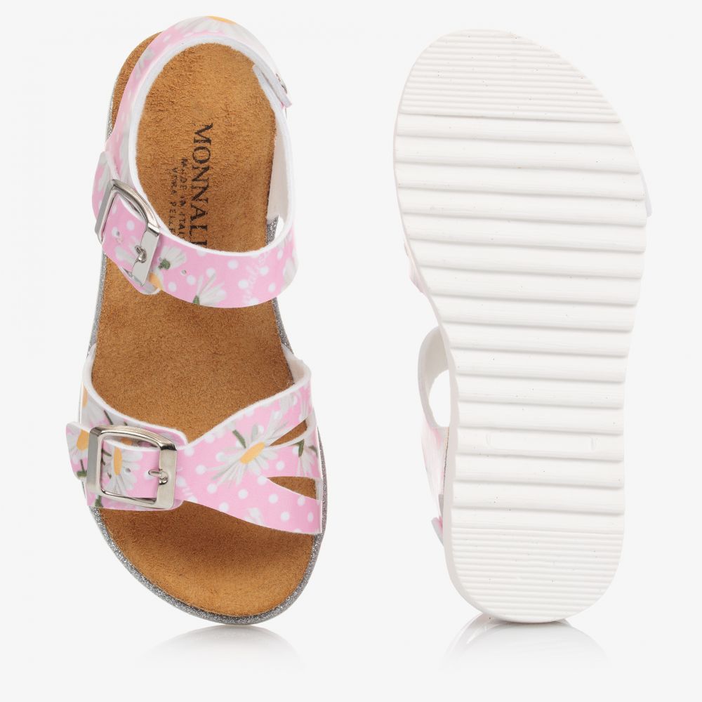 Monnalisa-Girls Pink Daisy Spot Sandals | Childrensalon Outlet