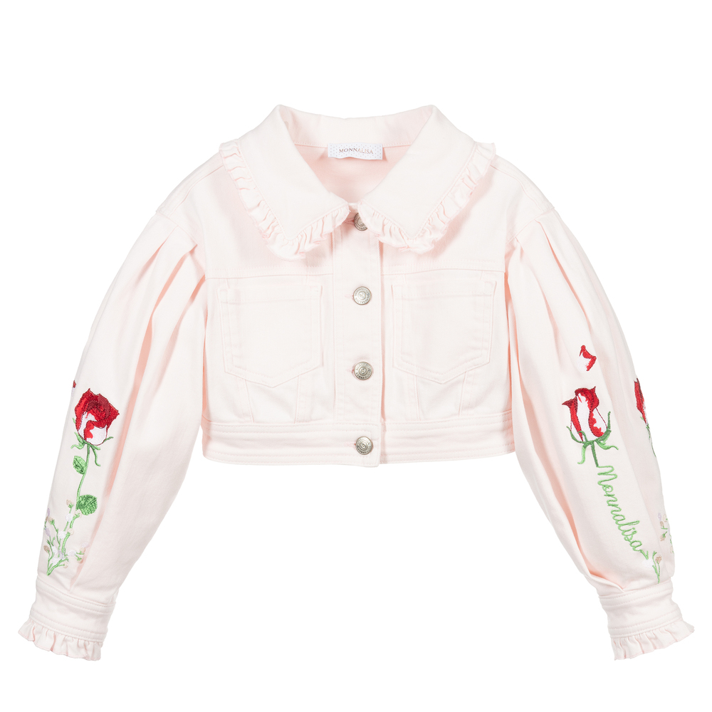 Monnalisa - Girls Pink Denim Jacket | Childrensalon