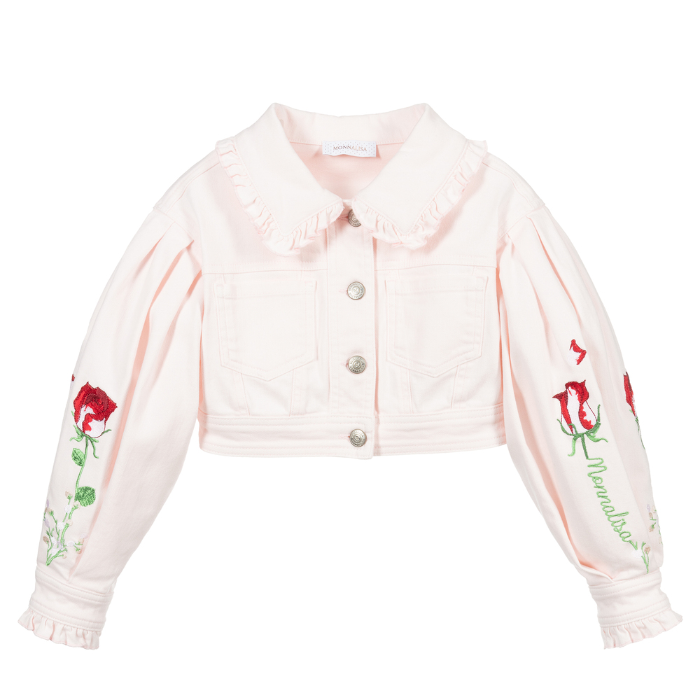 Monnalisa Girls Pink Denim Jacket Childrensalon Outlet