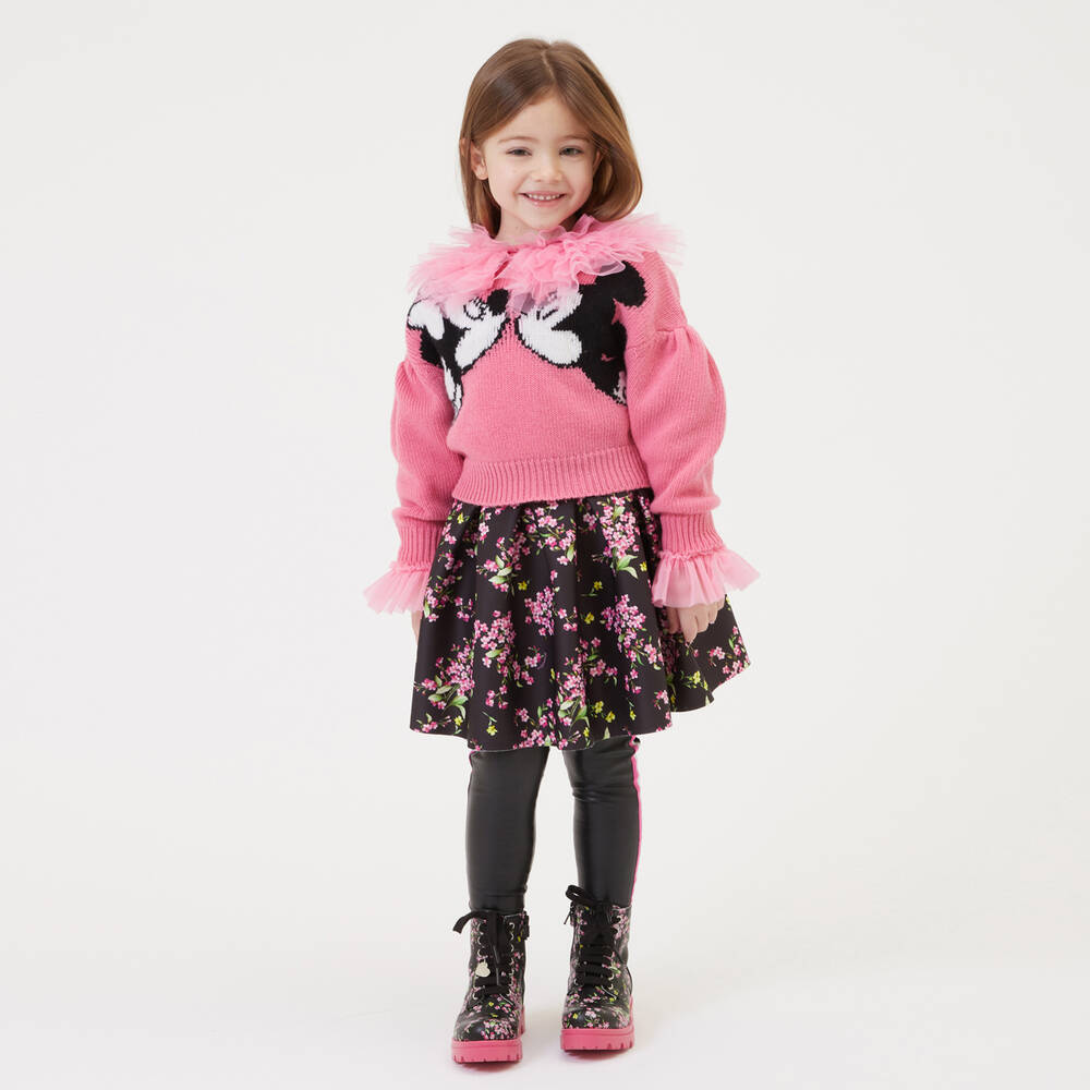 Monnalisa-Girls Pink Disney Sweater  | Childrensalon Outlet
