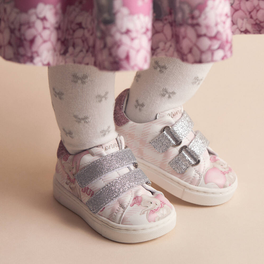 Monnalisa-Girls Pink Dumbo Velcro Shoes | Childrensalon Outlet