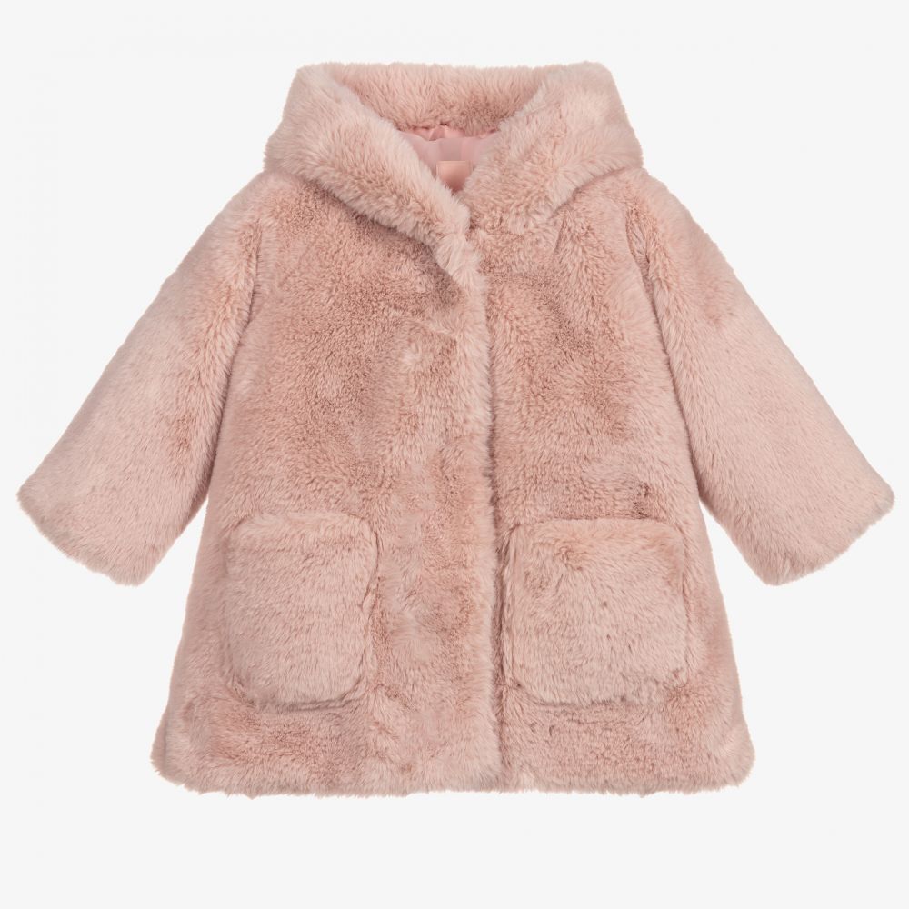 Girls pink best sale faux fur jacket
