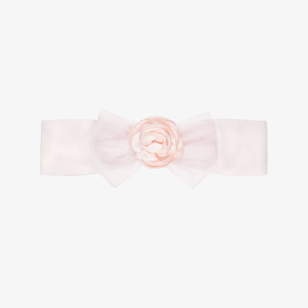 Monnalisa-Girls Pink Floral Bow Headband | Childrensalon Outlet