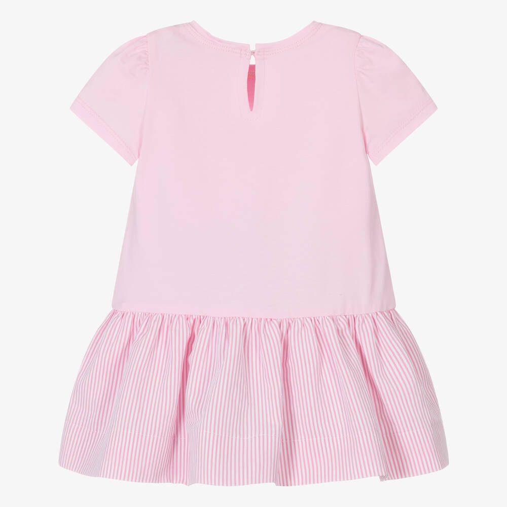 Monnalisa-Girls Pink Floral Cotton Butterfly Dress | Childrensalon Outlet
