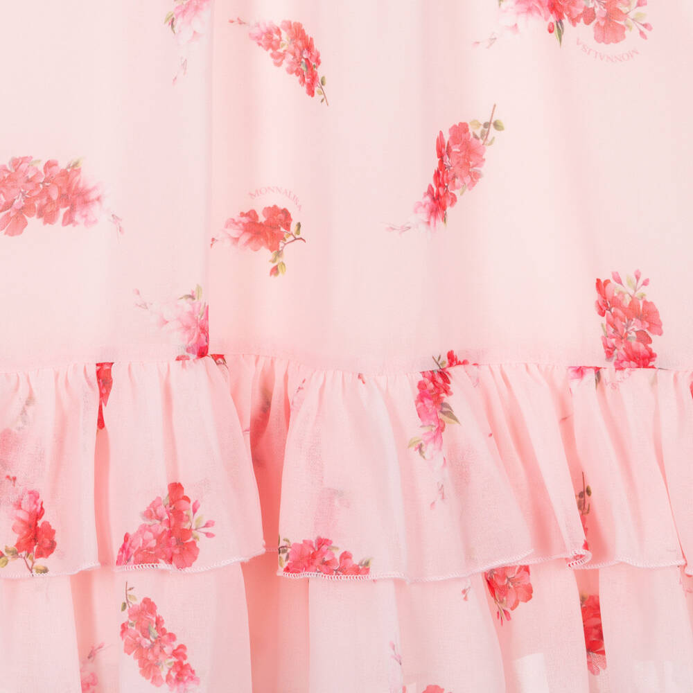 Monnalisa Chic-Girls Pink Floral Crêpe Chiffon Dress | Childrensalon Outlet