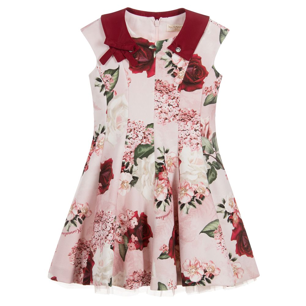 Monnalisa Chic - Girls Pink Floral Dress | Childrensalon