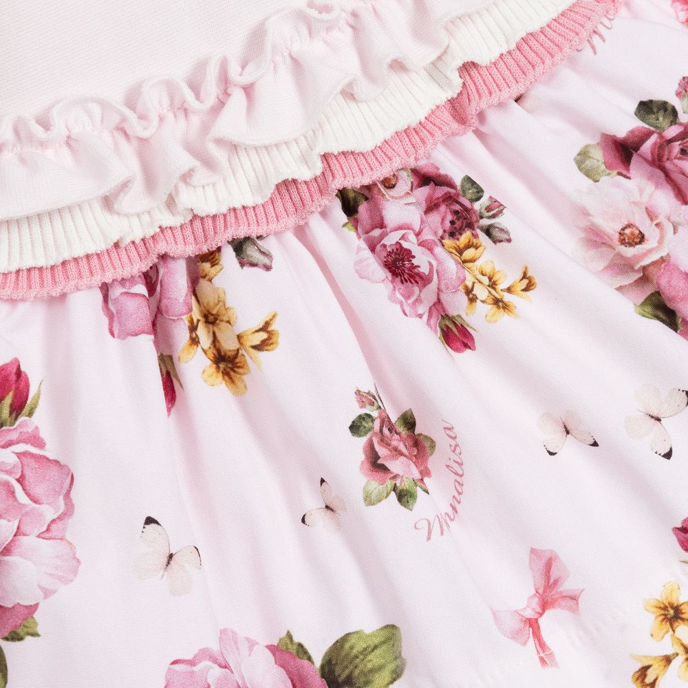 Monnalisa-Girls Pink Floral Dress | Childrensalon Outlet