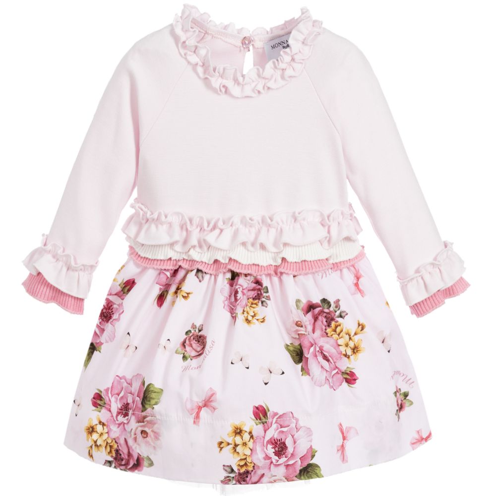 Monnalisa - Girls Pink Floral Dress | Childrensalon