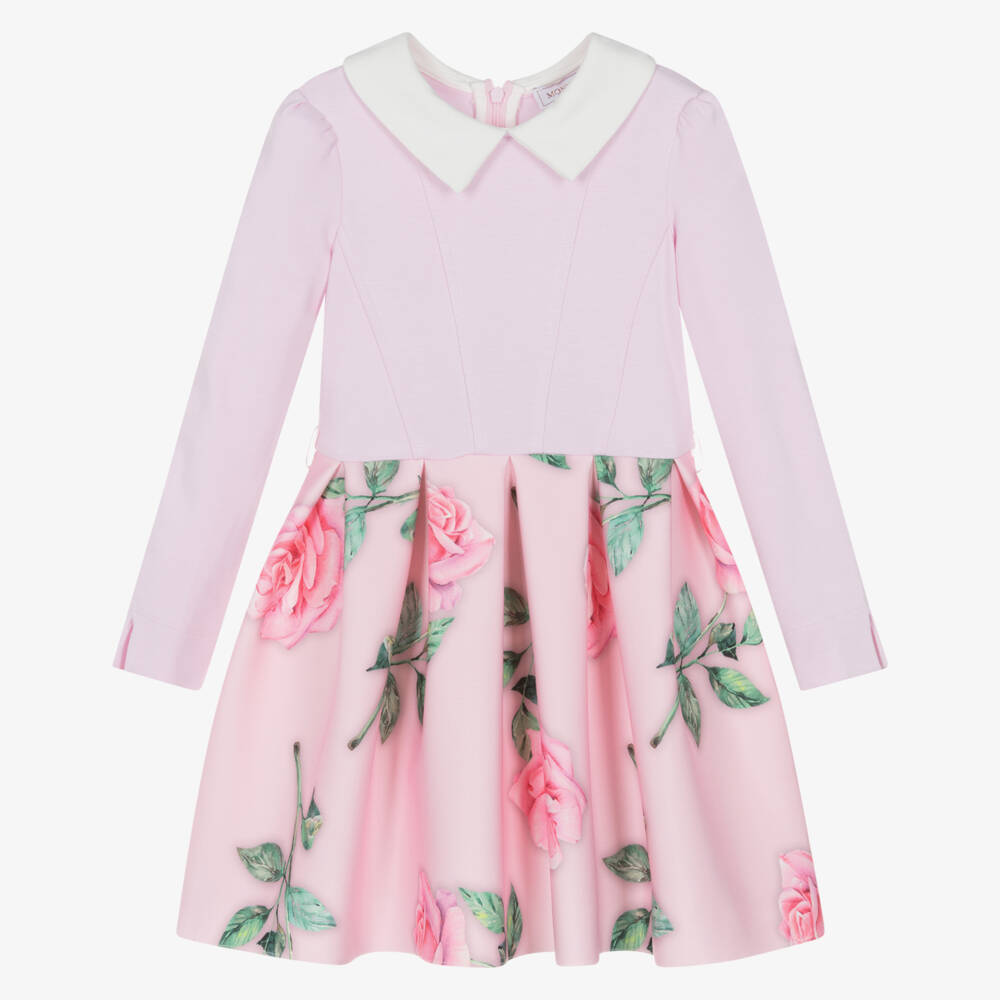 Monnalisa-فستان وردي مزهر للبنات مع حزام | Childrensalon Outlet