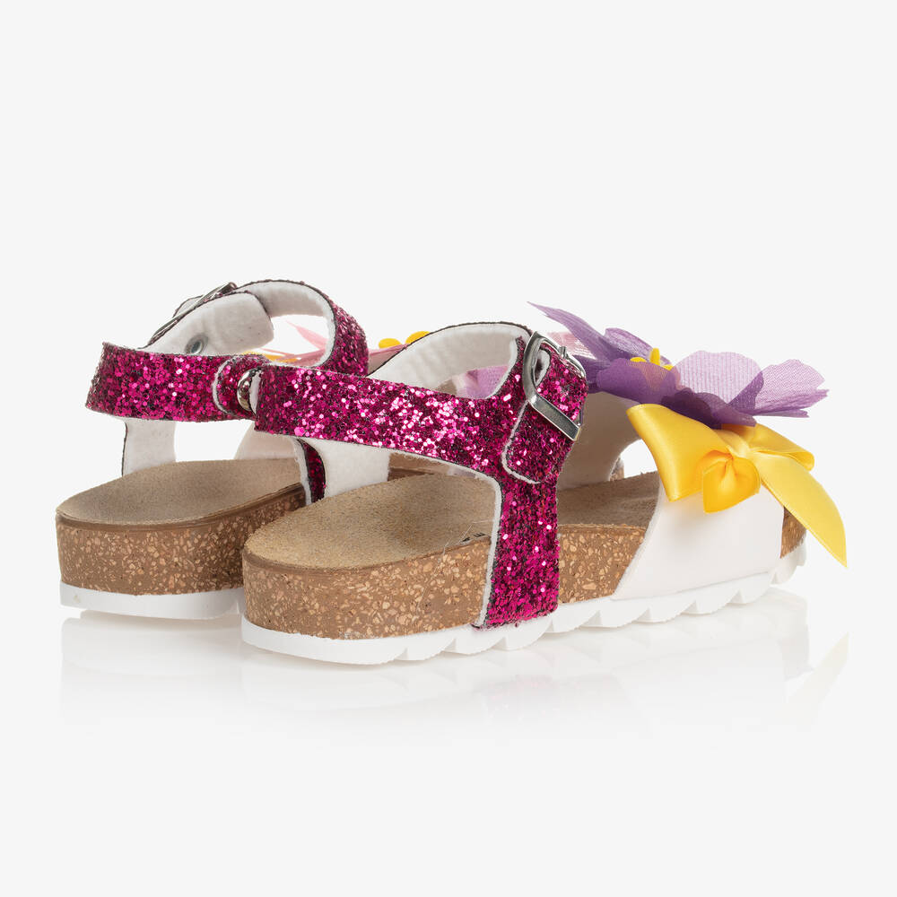 MADALLOLA*Argola&sumo*Mari Manfrinato*Rosa Bebe Glitter 780 Monnalisa - Girls Pink Floral Glitter Sandals