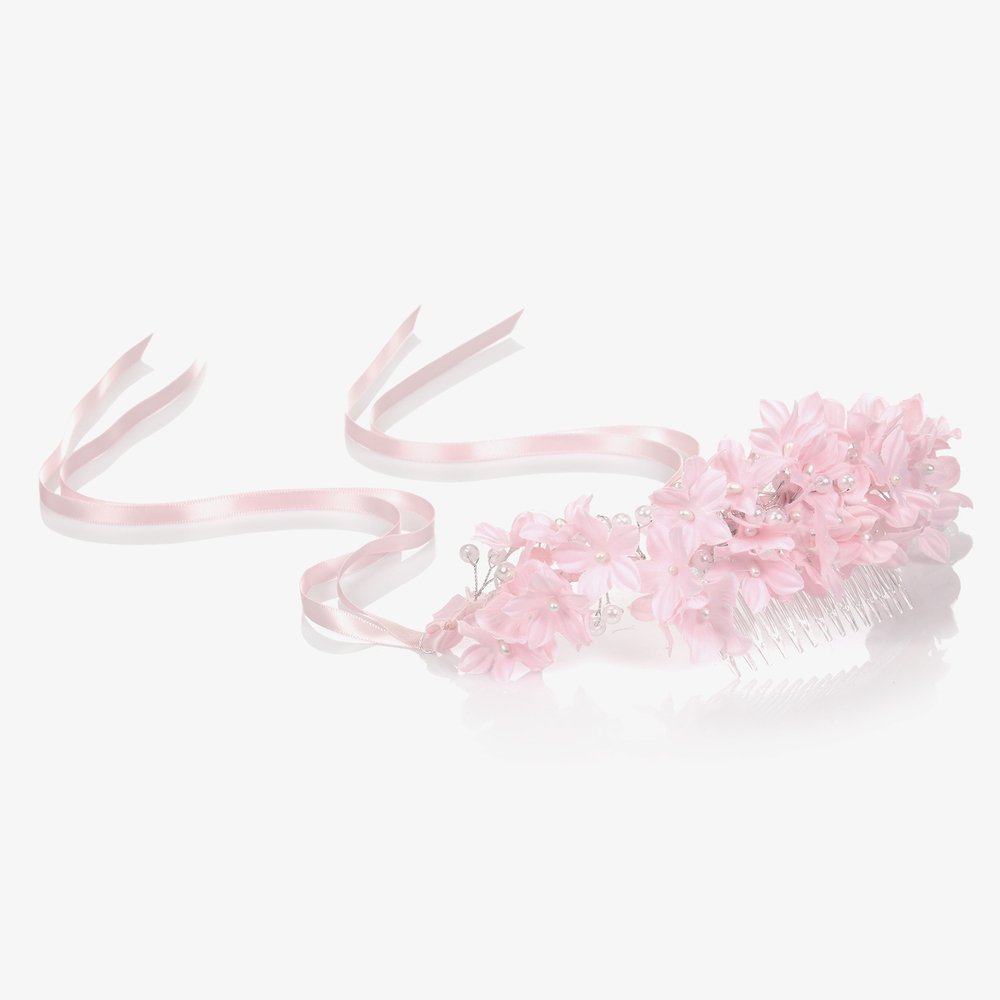 Monnalisa - Rosa Haarband mit Blumen (M) | Childrensalon