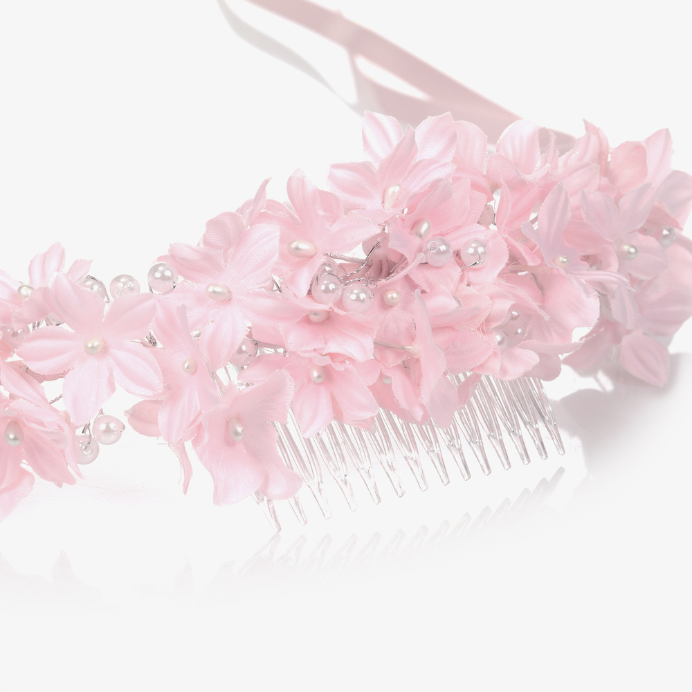 Monnalisa-Girls Pink Floral Headband | Childrensalon Outlet