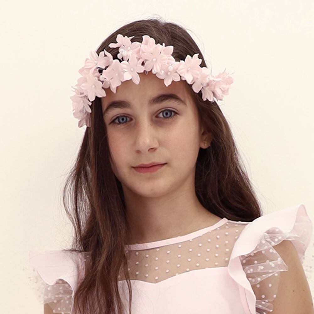 Monnalisa-Girls Pink Floral Headband | Childrensalon Outlet