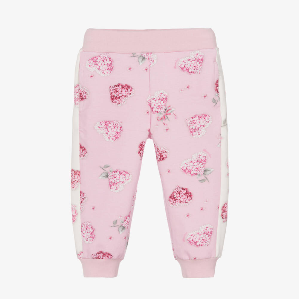 Monnalisa-Girls Pink Floral Heart Trousers | Childrensalon Outlet