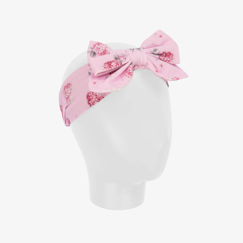 Monnalisa-Girls Pink Floral Jersey Hairband | Childrensalon Outlet