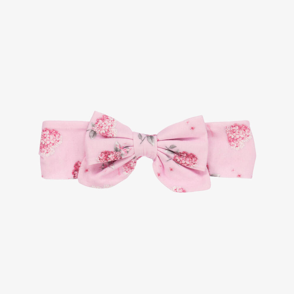 Monnalisa-Girls Pink Floral Jersey Hairband | Childrensalon Outlet