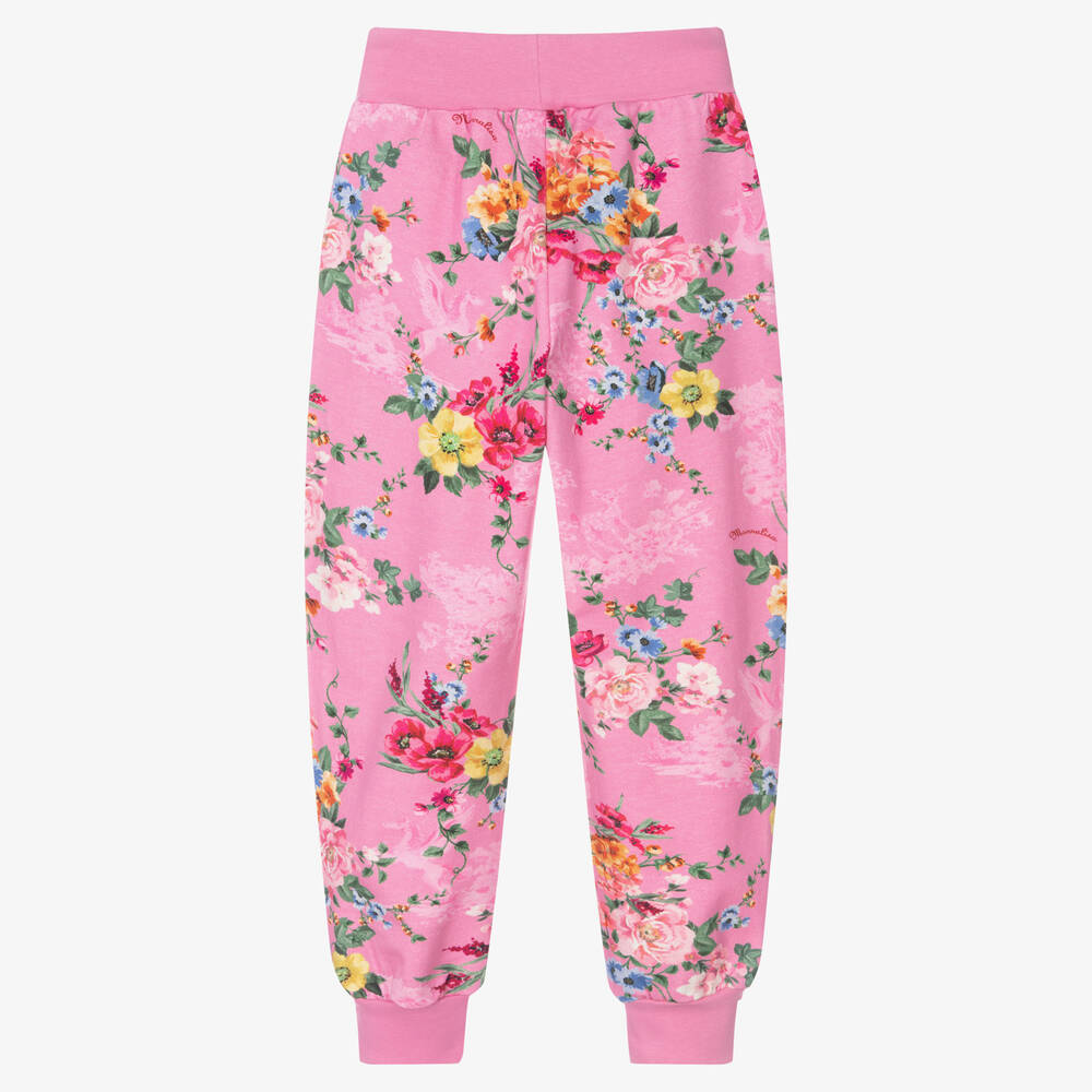 Monnalisa Girls Pink Floral Joggers Childrensalon Outlet