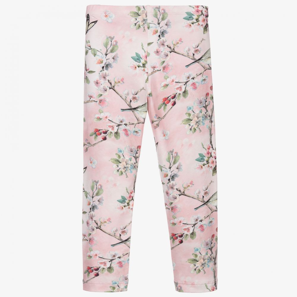 Monnalisa-Розовые легинсы с цветами для девочек | Childrensalon Outlet