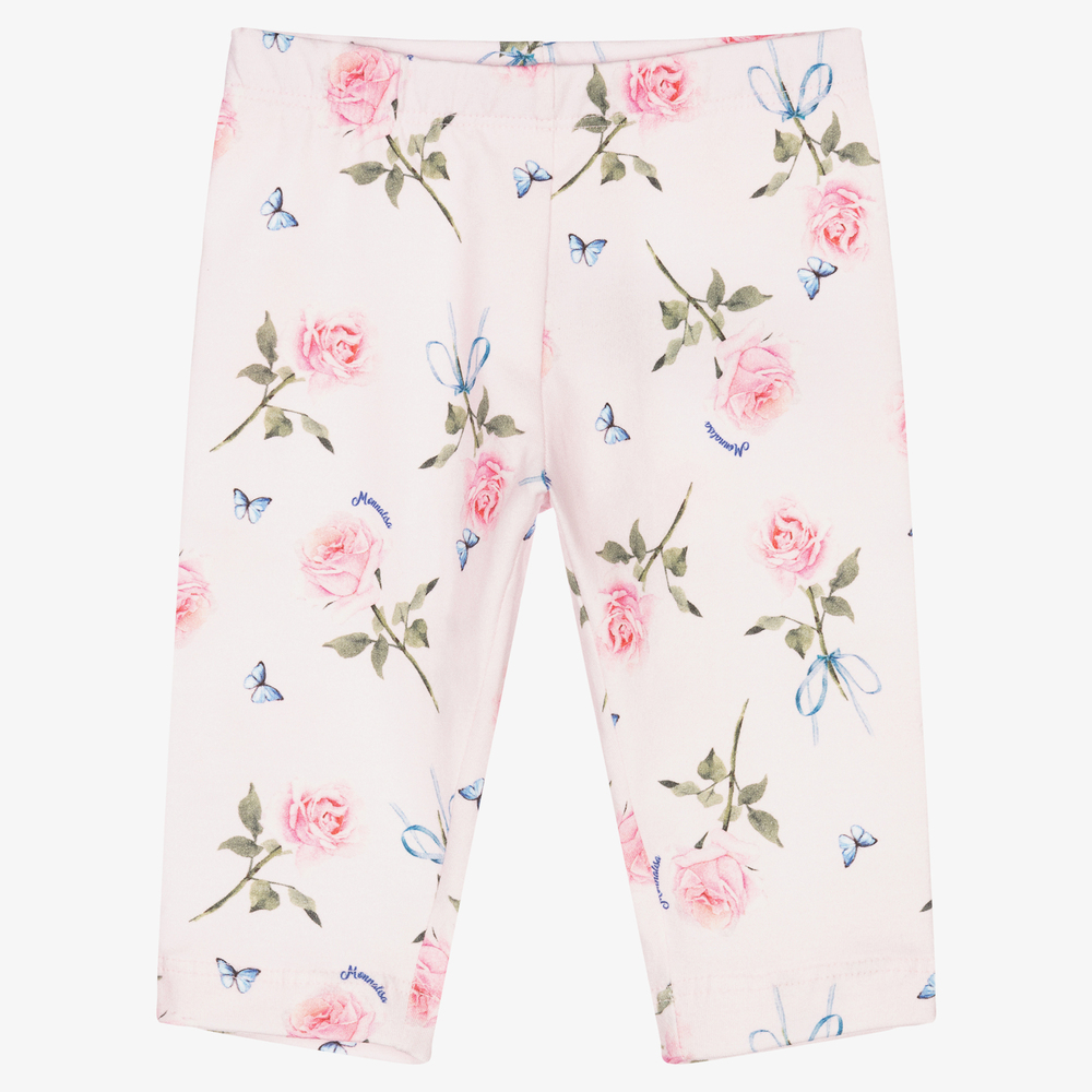Monnalisa-Girls Pink Floral Leggings | Childrensalon Outlet