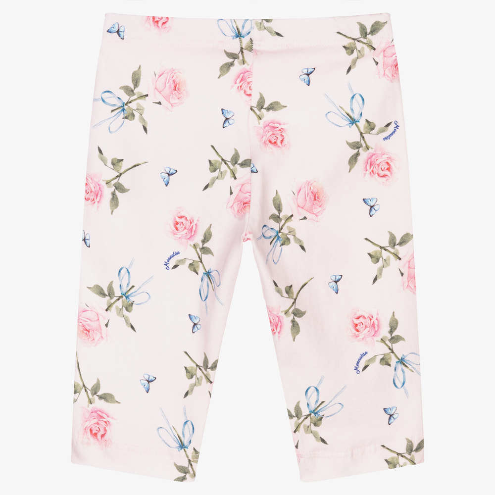 Monnalisa-Girls Pink Floral Leggings | Childrensalon Outlet