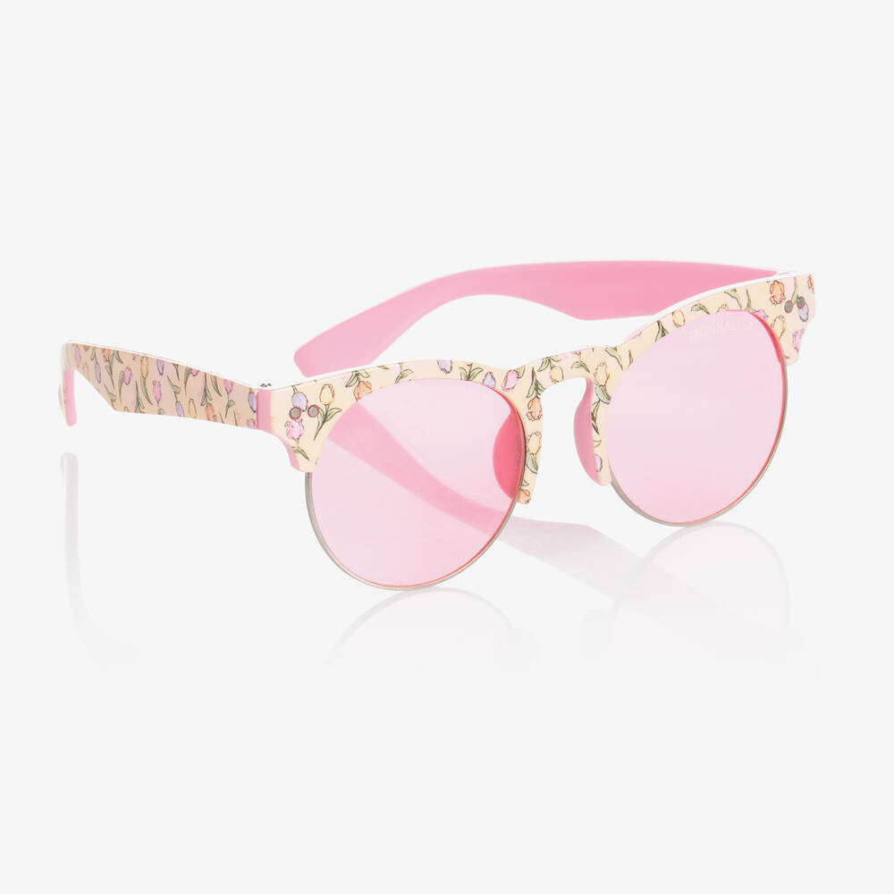 Monnalisa - Girls Pink Floral Print Sunglasses | Childrensalon