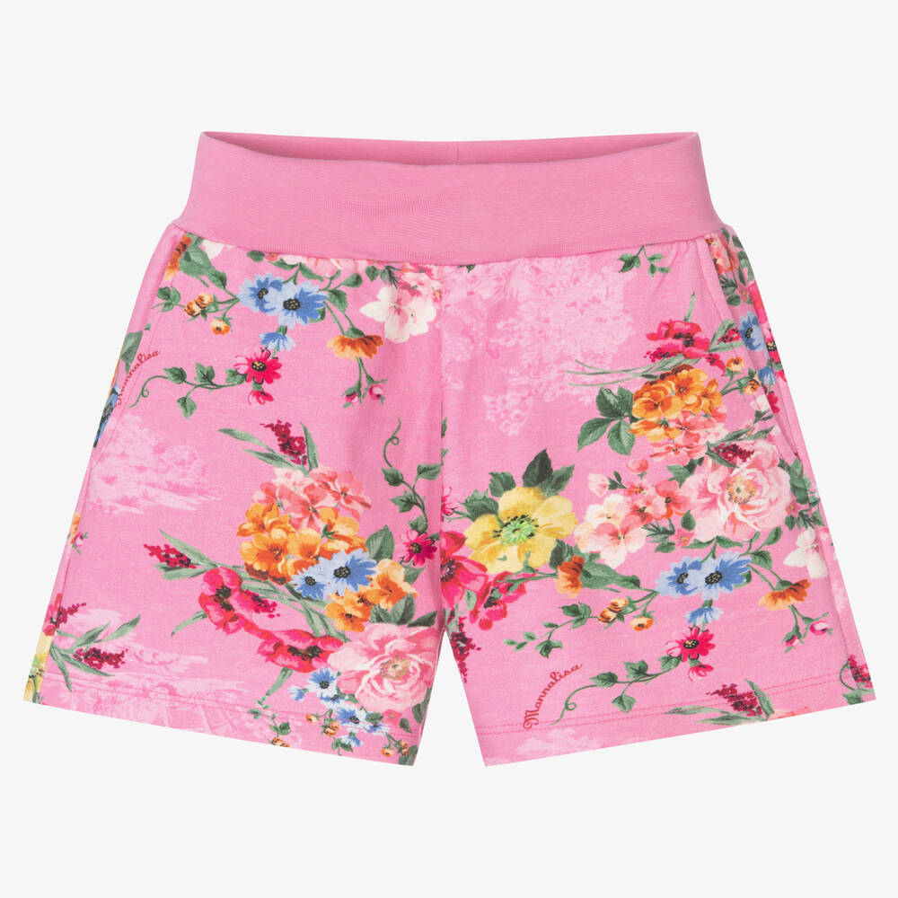 Monnalisa - Girls Pink Floral Shorts | Childrensalon