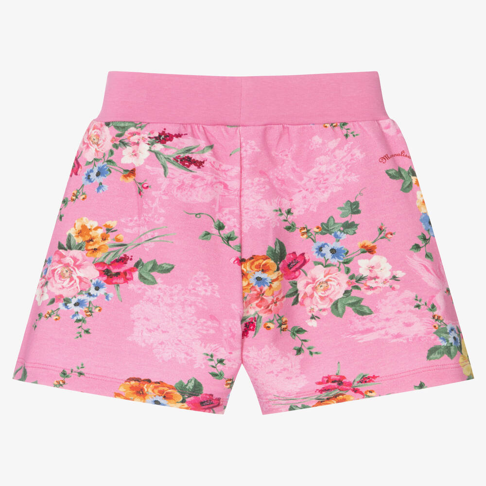 Monnalisa-شورت قطن جيرسي لون زهري بطبعة ورود للبنات | Childrensalon Outlet