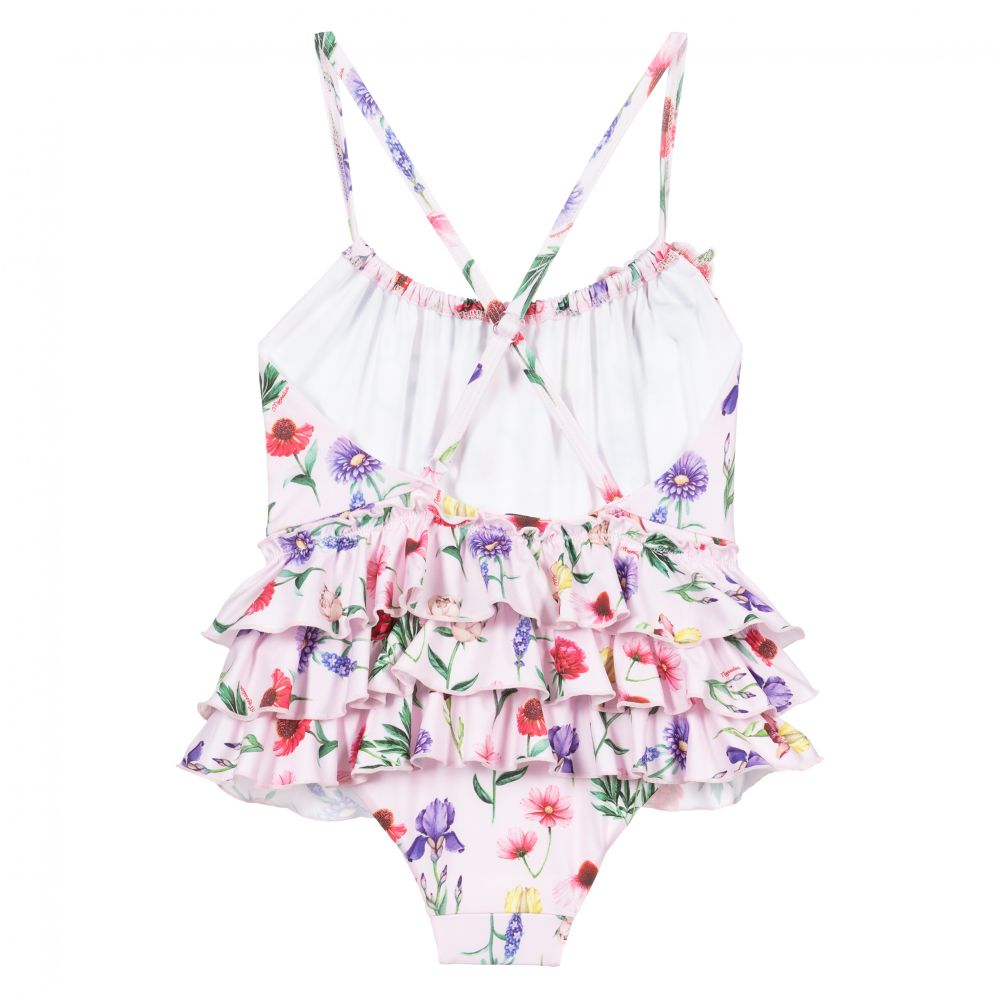 Monnalisa-Girls Pink Floral Swimsuit | Childrensalon Outlet