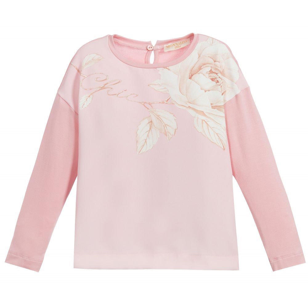 Monnalisa Шик-Розовый топ с цветочным рисунком для девочек | Childrensalon Outlet