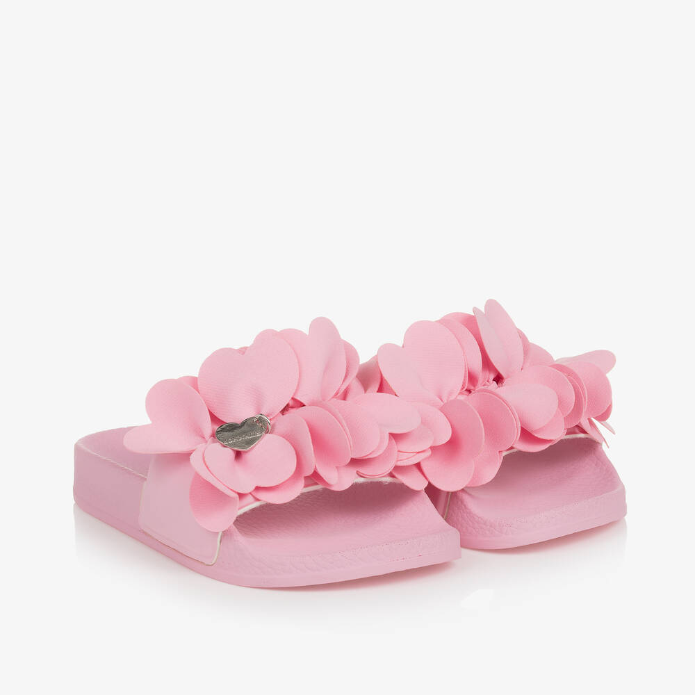 Monnalisa-Girls Pink Flower Petal Sliders | Childrensalon Outlet