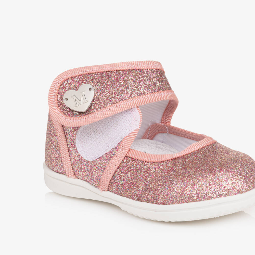Monnalisa-Girls Pink Glitter Ballerina First Walkers | Childrensalon Outlet