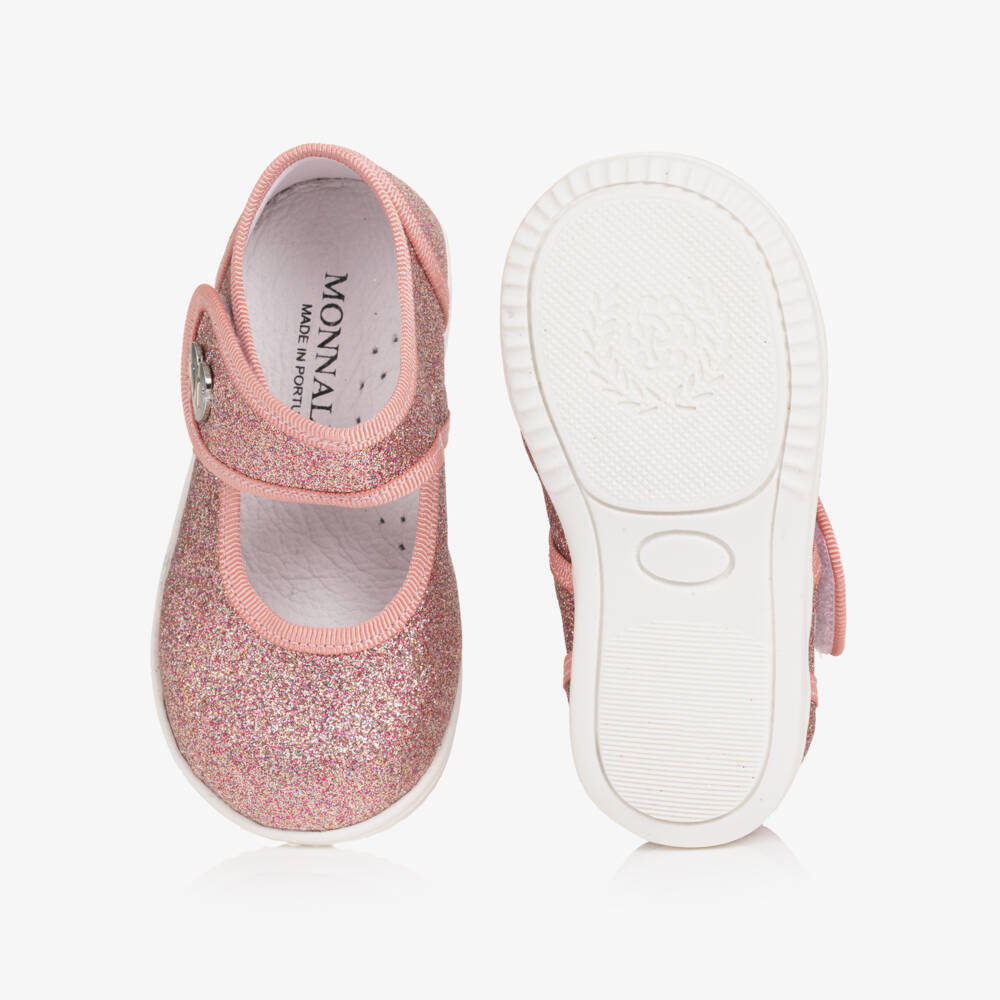 Monnalisa-Girls Pink Glitter Ballerina First Walkers | Childrensalon Outlet